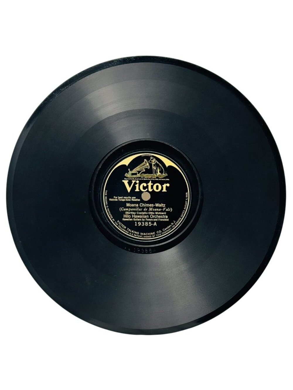 Hilo Hawaiian Orchestra Moana Chimes-Waltz 10in Shellac 78 RPM Victor 19385